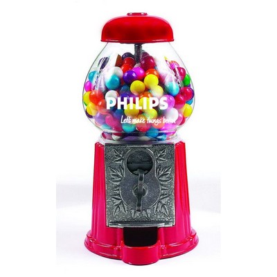 Red 9" Metal w/Glass Gumball / Candy Dispenser Machine