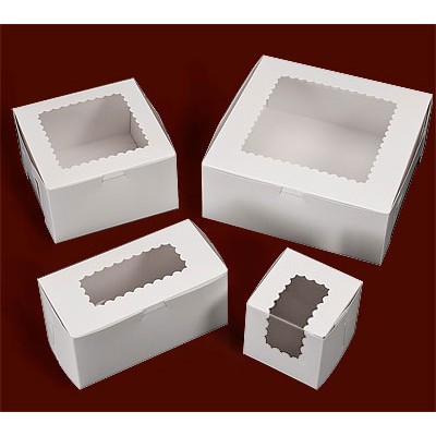 Ohio Valley Windowed White Cupcake Box (7"x7"x2 1/2")