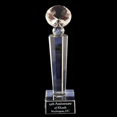 Crystal Engraved Award - 7" small - Tuscany Diamond