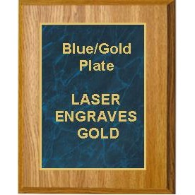 Oak Plaque 8" x 10" - Marbleized Blue/Gold 6" x 8" Plate