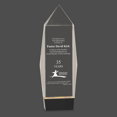Clear Crystal Facet Rectangle Award on Black Base (10")
