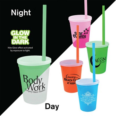 12 Oz. Nite Glow Stadium Cup/Straw/Lid Set