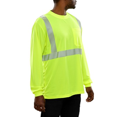 Reflective Apparel™ Birdseye® Knit Long Sleeve Pocketed T-Shirt Reflective/Fluorescent Yellow-Green