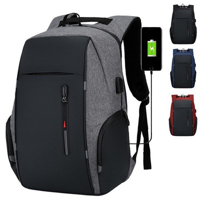 Oxford Laptop Backpack W/ Usb Charging Port