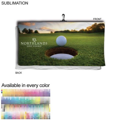 Oversized Golf Towel in Microfiber Dri-Lite Terry, w/Black Swivel Hook, Sublimated 1 Side (30"x60")