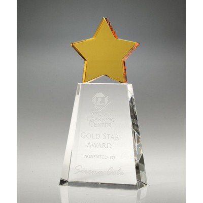 Golden Star Crystal Award, 6"H