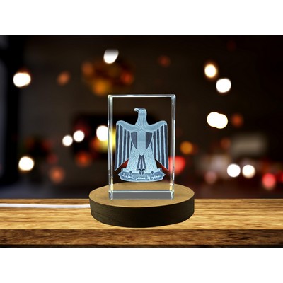 Egypt Coat of Arms 3D Engraved Crystal Trophy Award w/LED Base Light
