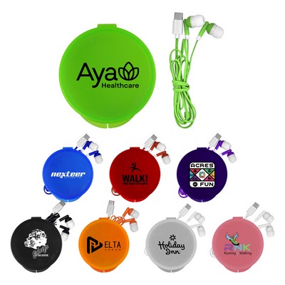 Round Type C Ear Bud Case