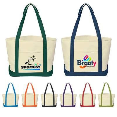 Medium 24 oz. Cotton Canvas Yacht Tote-13" x 20.5"x 7"-Full Color