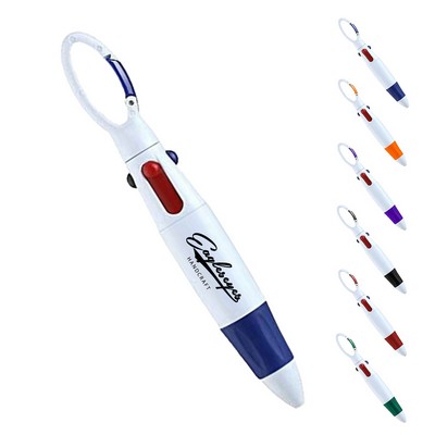 Color Slide Shuttle Pen with Carabiner Clip