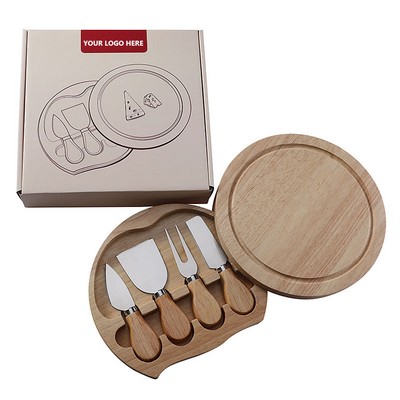 Wooden Cheese Board Set with Knives