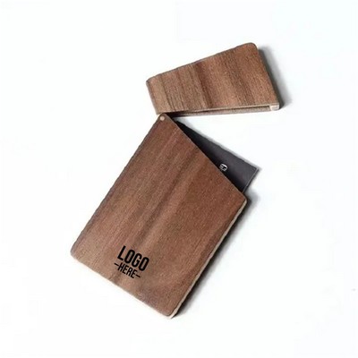 Magnetic Natural Wood Business Card Case