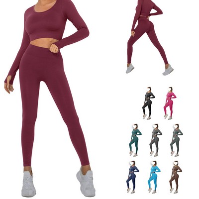 Women's Long-Sleeve Yoga Set with High-Waist Leggings