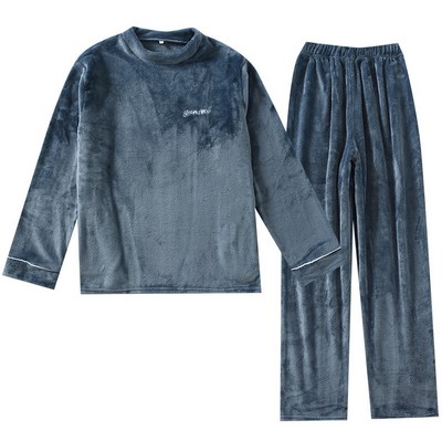 Unisex Fleece O Neck Pajama Top Pants Set