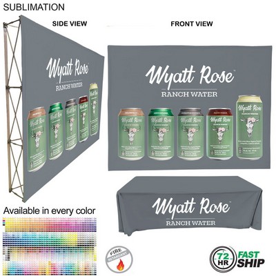 72Hr Fast Ship -Trade Show Booth Package Ultra, 10' Straight Fabric Wall and Premium 8' Tablecloth