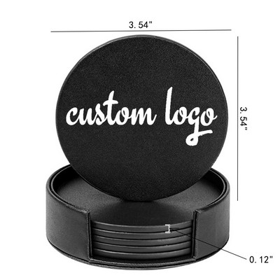 3.54" Waterproof non-Slip Leather Round Coaster