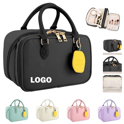 Double Layer PU Leather Toiletry Cosmetic Case