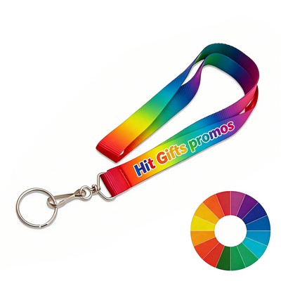 3/4" Polyester Lanyard w/ Metal Swivel J Hook & O Ring