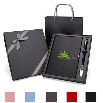A5 Notebook Leather Journal Pen USB Drive Business Gift Set
