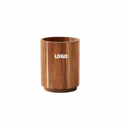 Rotating Solid Wood Kitchen Utensil Storage Caddy for Countertop Organization