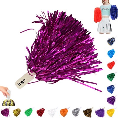 Vibrant Shimmering Cheerleading Pom Poms With Handle