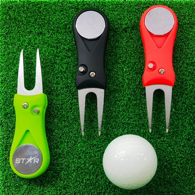 Pop Up Folding Golf Green Fork with Durable Plastic Metal Construction