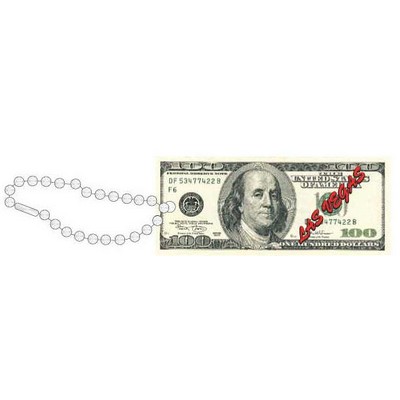 Las Vegas $100 Bill Promotional Key Chain w/ Black Back (3 Square Inch)