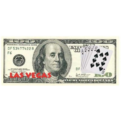Las Vegas Royal Flush $100 Bill Magnet w/ Strip Magnet (8 Square Inch)