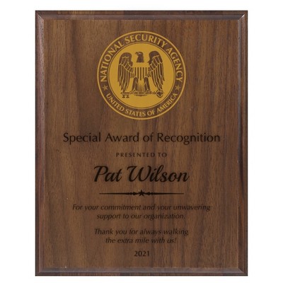 Standard Solid Walnut Laser Plaque w/ Foil Highlights (4"x6")