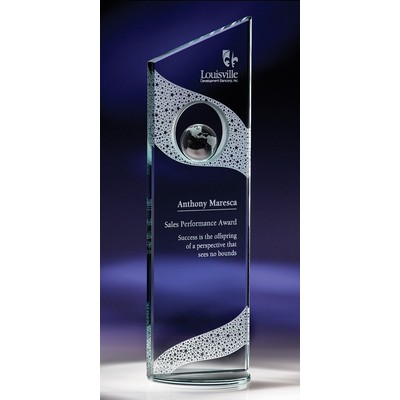 9.25" Perspective Jade Crystal Award - Globe Theme