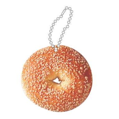 Sesame Bagel Promotional Key Chain w/ Black Back (2 Square Inch)