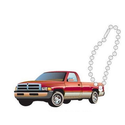 Red Pick Up Truck Promotional Key Chain w/ Black Back (3 Square Inch)