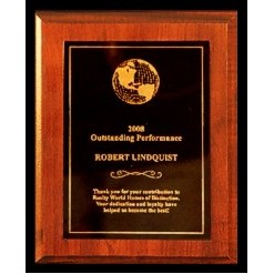 Walnut finish Plaque with Engraved Metal Panel - 9" x 12"