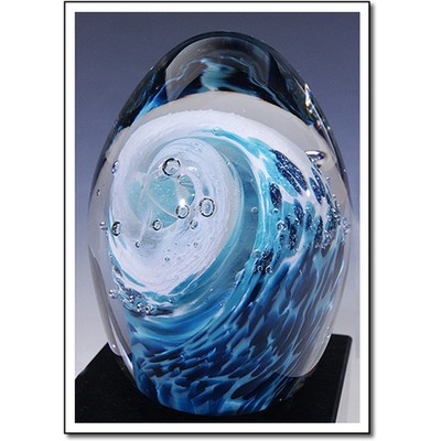 Tahitian Wave Art Glass Sculpture w/o Marble Base (3"x4.5")