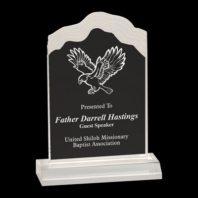 Clear Frosted White Cap Edge Acrylic Award w/5" Base