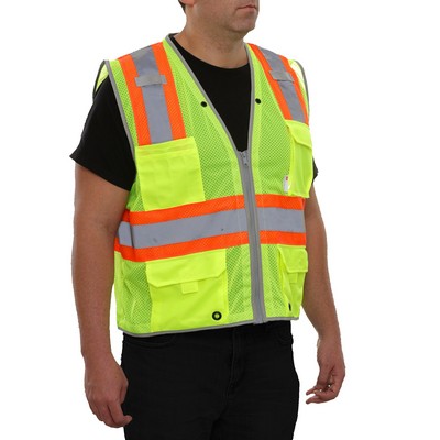Reflective Apparel™ Hi-Vis Surveyor Mesh Multi-Pocket Safety Vest-10 Pockets
