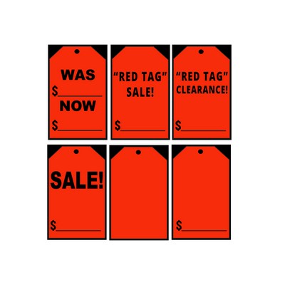 Red Fluorescent Stick On Tag Decal (Set of 12)