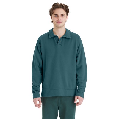 Hanes® ComfortWash™ Unisex Garment-Dyed Polo Collar Sweatshirt