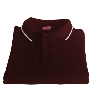 Polo Cotton Airtex Tipped Collar Brown-XS - 5XLT