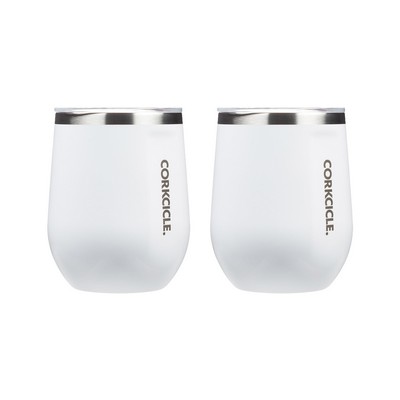 Corkcicle 12 Oz. Stemless Wine Cup - Gloss White, 2 Pack