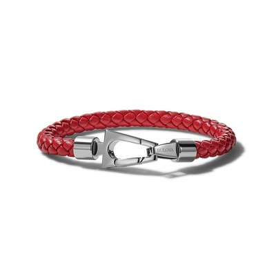 Bulova Jewelry Red Braided Leather Bracelet - Medium