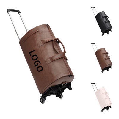 Leather Duffle Bag with Wheels