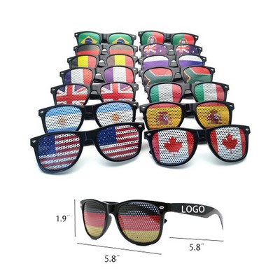 World Euro Flag Pinhole Sticker Sunglasses