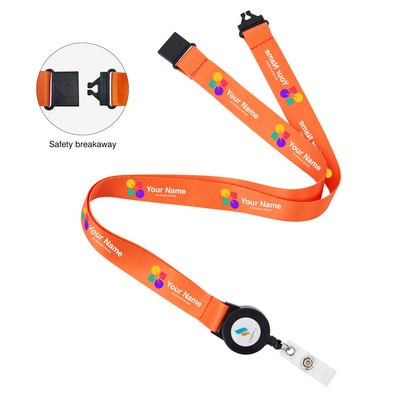 3/4" Dye-Sublimated Lanyard Badge Reel Combo W/Safety Breakaway