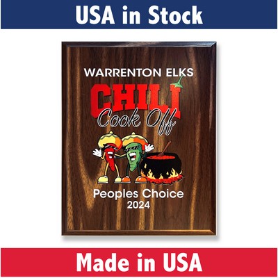 Walnut Wood Award Plaque with UV Printed Direct to Wood-7x9
