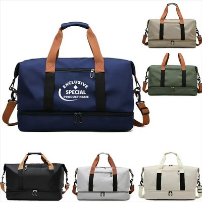 Large Capacity Water-Resistant Sports Crossbody Bag with Wet-Dry Compartments