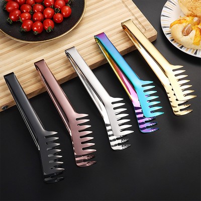 9.5" Long Stainless Steel Pasta Tongs