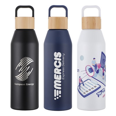 Clive 24 oz Recycled Aluminum Bottle with Bamboo Lid