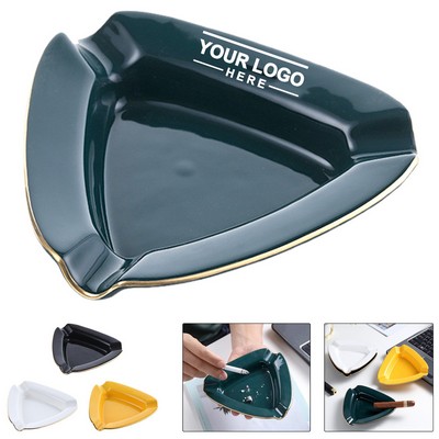 Ceramic Cigar Ashtray with Gold Rim