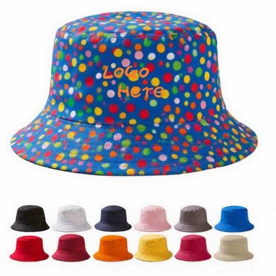Unisex Reversible Bucket Hat Cotton Sun Beach Fishing Cap